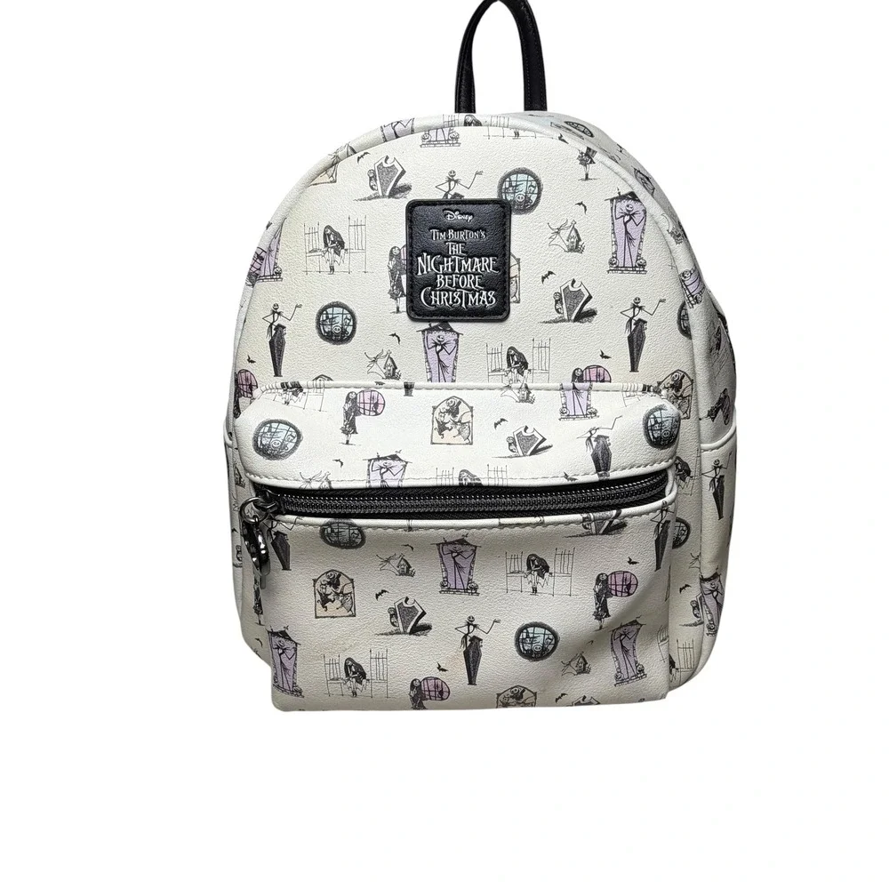 Disney Nightmare Before Christmas Mini Backpack‎ Jack Sally White Faux Leather